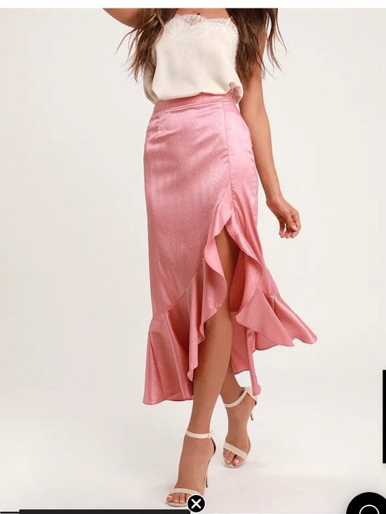 Lulus Dresses & Skirts - Lulu's Blush Satin High-Low Ruffle Skirt with Front Slit